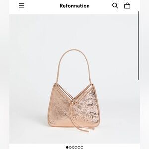Reformation Mini Chiara Convertible Champagne Crinkle Patent Bag Handbag NWT
